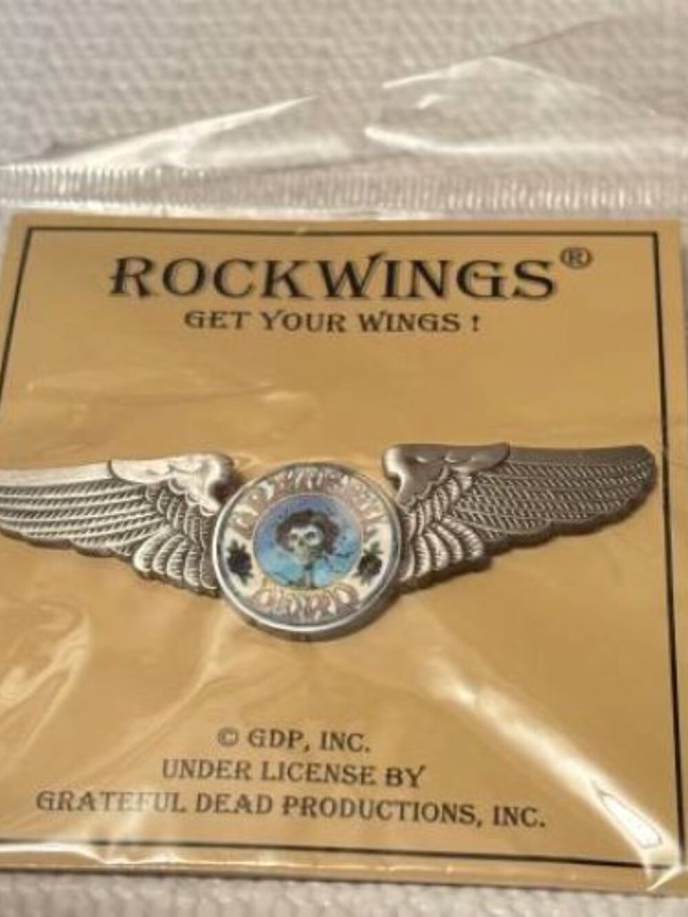 NEW Grateful Dead Rockwings Berta Skull & Roses Pilot Wings Lapel or Hat Pin